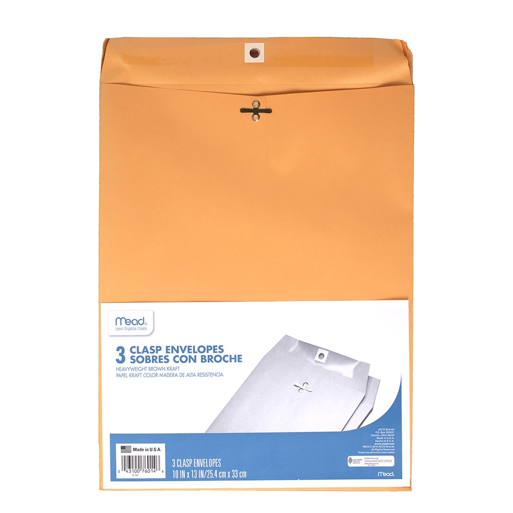 Mead, Envelopes, Art & School, 10"x13", Clasp, 3 pack, 505357